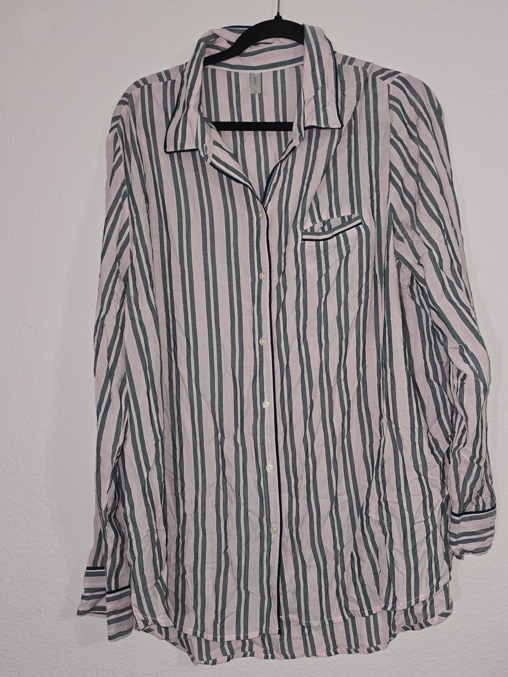 Men's Striped Pink & Green Casual Button-Down Shirt